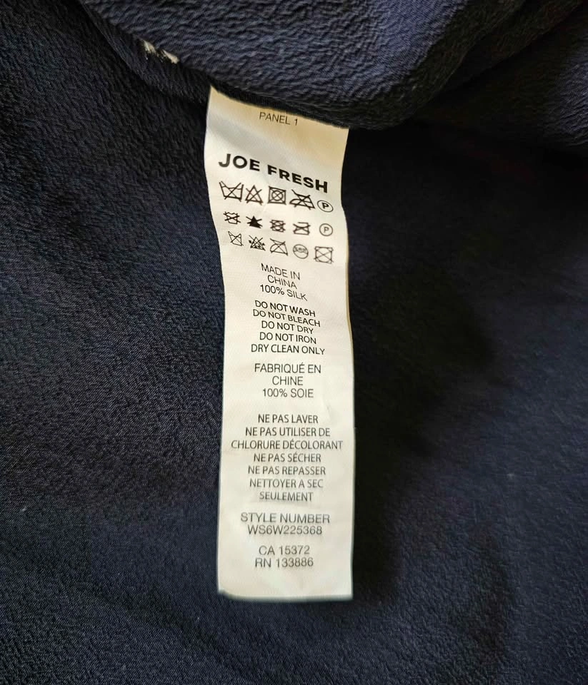 Brand New Joe Fresh Women's 100% Silk Dark Navy Shirt - M - photo 4