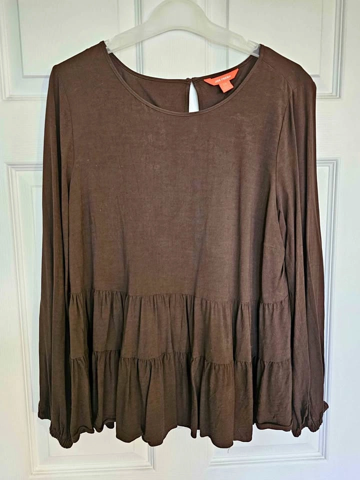 Brand New Joe Fresh Women's Tiered Peplum Long Sleeve Top - Size