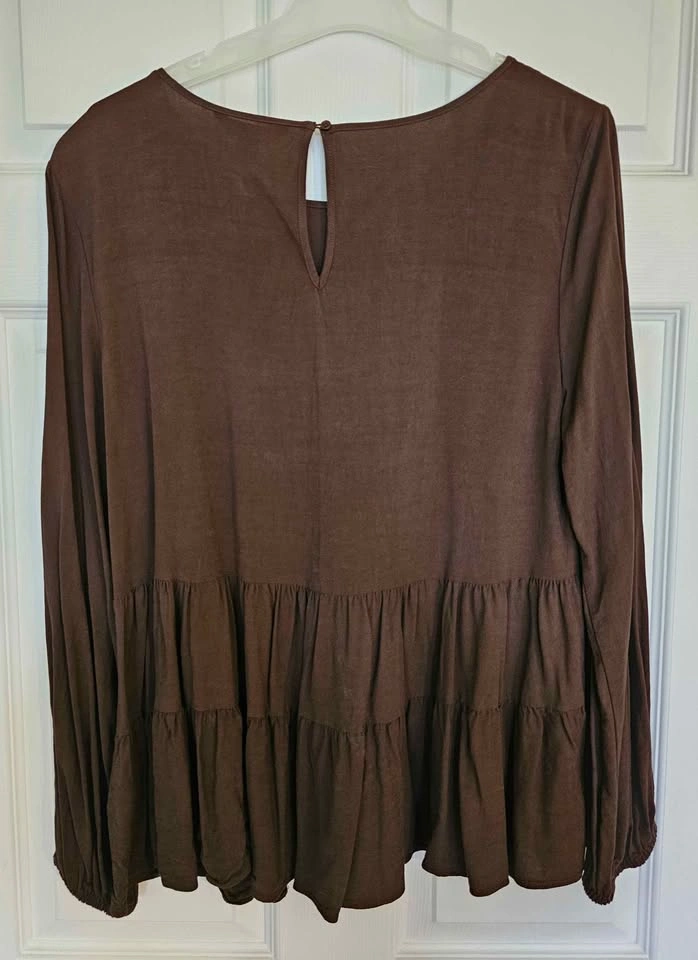Brand New Joe Fresh Women's Tiered Peplum Long Sleeve Top - Size - photo 2