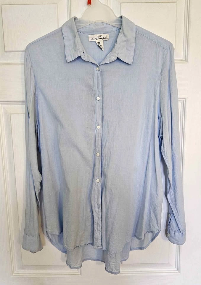 H&M L.O.G.G. Women's Light Blue Cotton Button-Down Shirt - Size