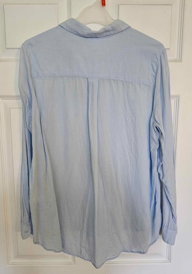 H&M L.O.G.G. Women's Light Blue Cotton Button-Down Shirt - Size - photo 2