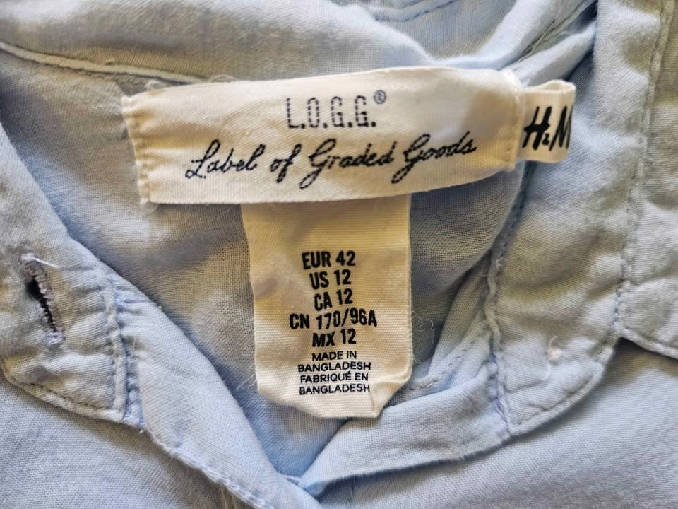 H&M L.O.G.G. Women's Light Blue Cotton Button-Down Shirt - Size - photo 3