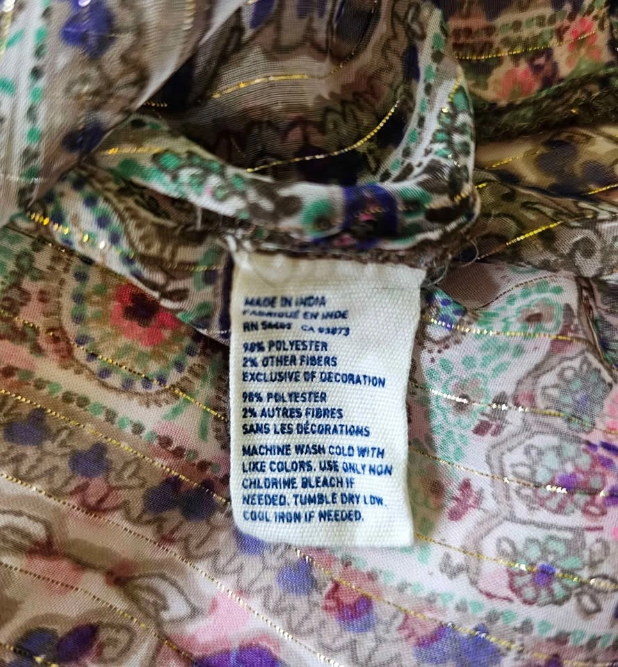 American Eagle Outfitters Women's Paisley Boho Tassel Blouse - S - photo 4