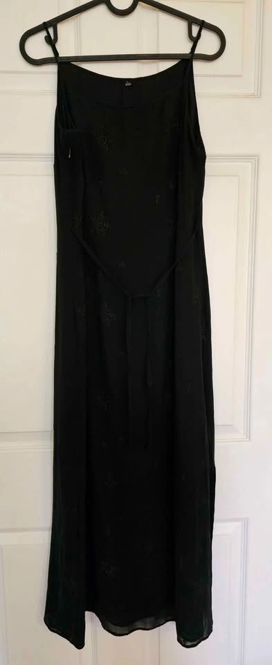 Brand New 100% Silk Embroidered Black Cami Slip Maxi Dress - photo 2