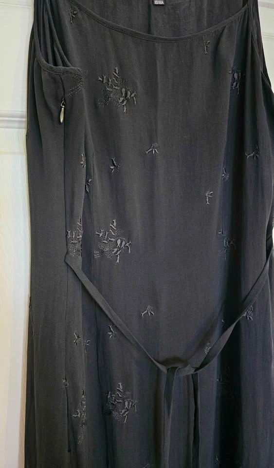 Brand New 100% Silk Embroidered Black Cami Slip Maxi Dress - photo 3