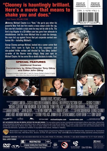 MICHAEL CLAYTON DVD - (Full Screen Edition) - photo 2