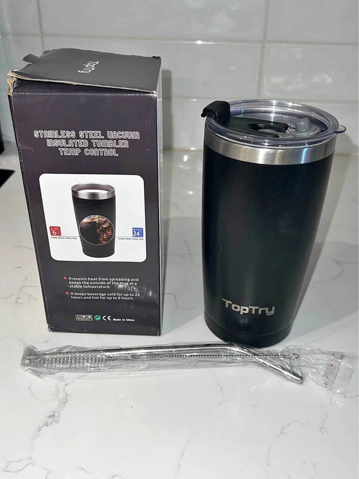 TopTry Stainless Steel Vacuum Insulated Tumbler- Black
