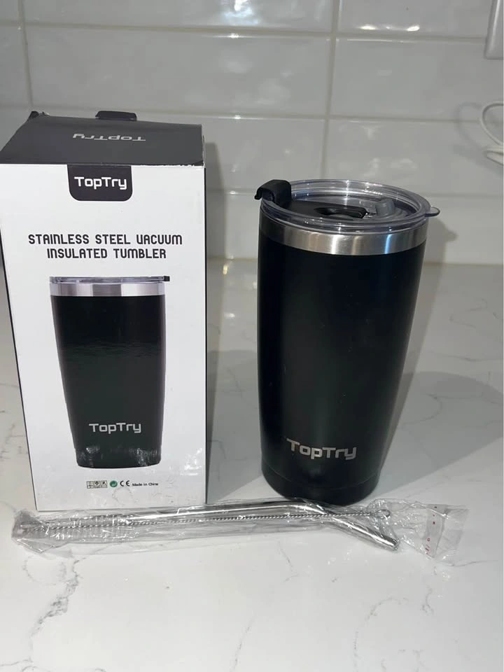 TopTry Stainless Steel Vacuum Insulated Tumbler- Black - photo 2