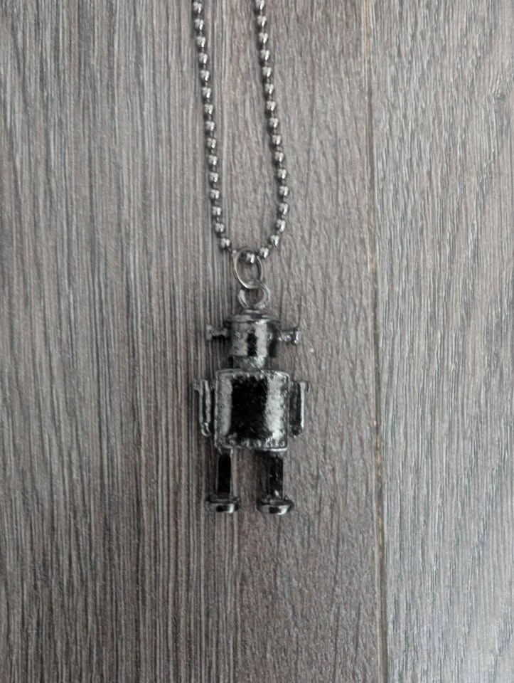 Silver Robot Pendant Ball Chain Necklace - photo 4