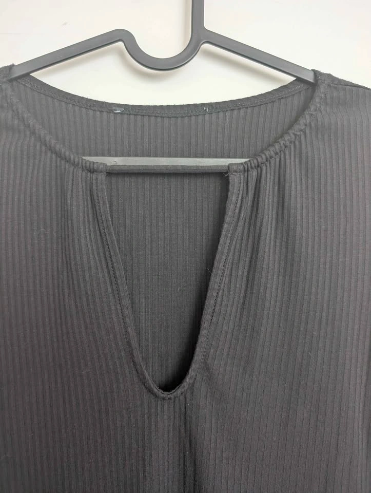 Black Ribbed Long Sleeve Bodysuit - photo 3