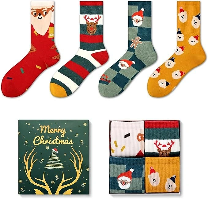 NEW Unisex Christmas Socks Gift Set, 4 Pairs