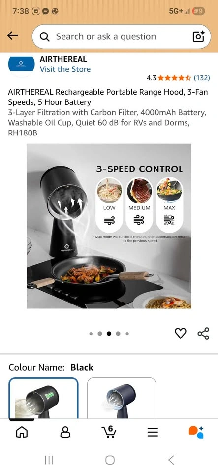 AIRTHEREAL Rechargeable Portable Range Hood RH180B - photo 4
