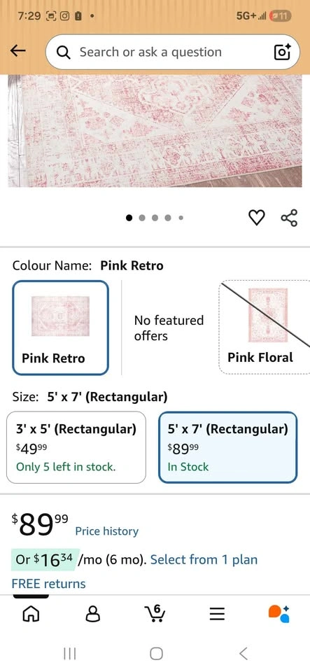 Meiliweser Washable Pink Retro Area Rug - photo 2