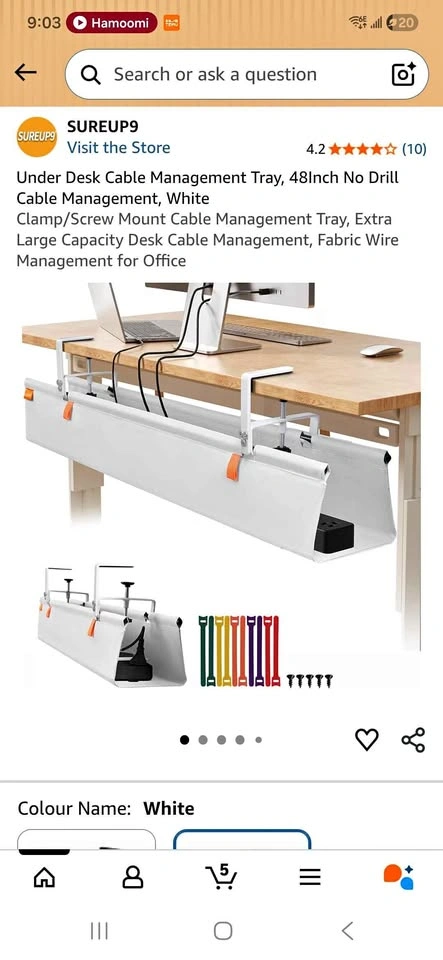 SUREUP9 Under Desk Cable Management Tray