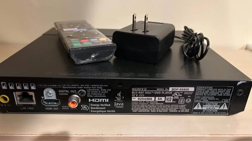 Sony BDP-S5500 Blu-ray 3D Player with Remote and Power Adapter - photo 2