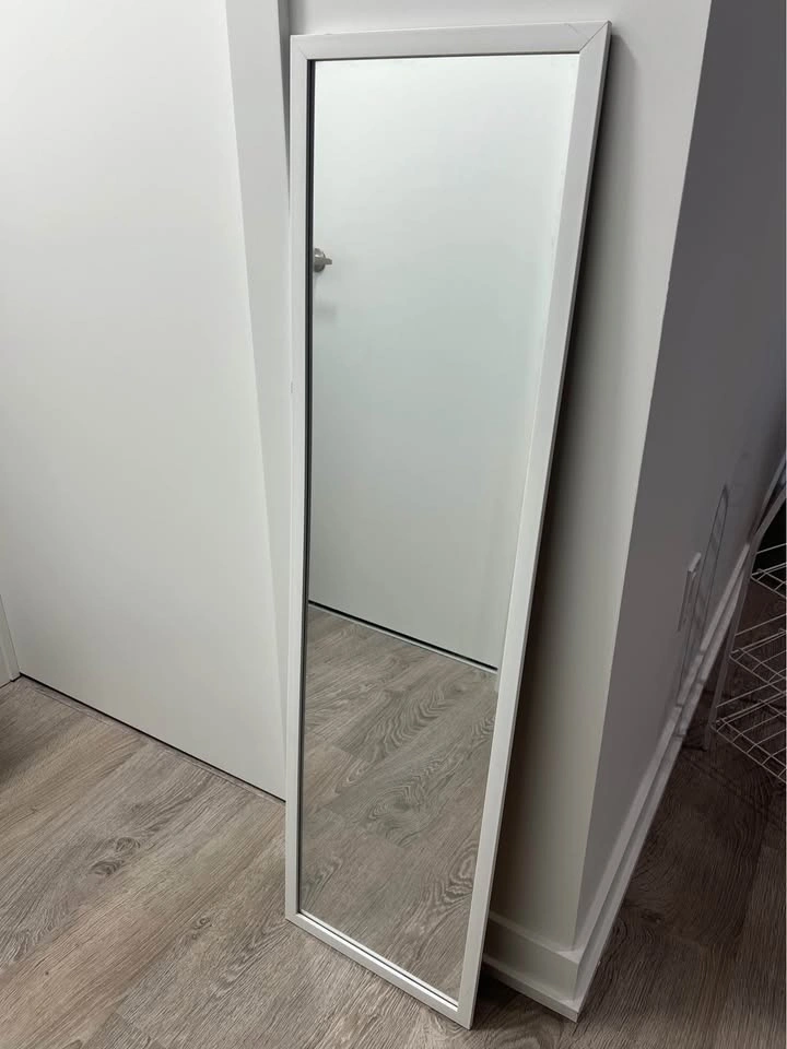 White Framed Full-Length Over-the-Door Mirror