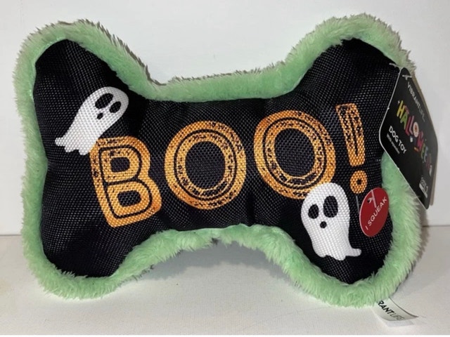 New Vibrant Life Halloween Spooky Bone Squeaky Plush Dog Toy - photo 2