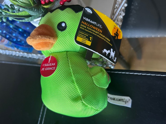 New Vibrant Life Frankenstein Duck Halloween Squeaky Dog Toy - photo 5