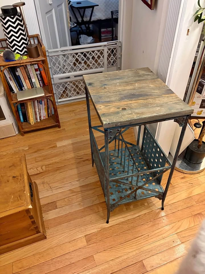 Wood and Metal Side Table With Storage