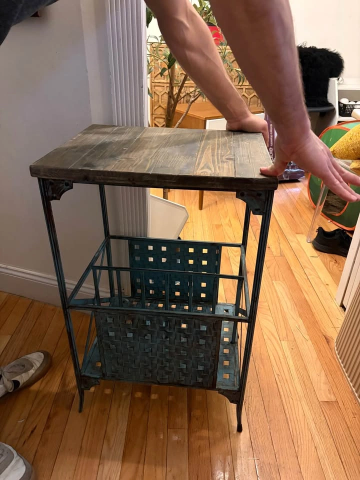 Wood and Metal Side Table With Storage - photo 2