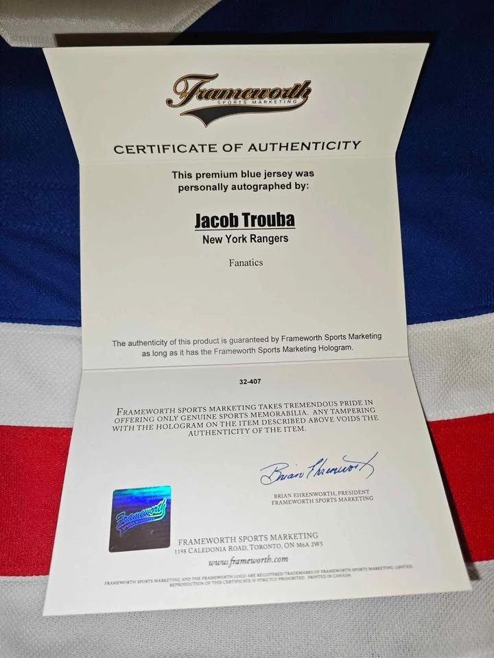 Jacob Trouba Authentic Frameworth NHL Autograph Jersey - photo 2