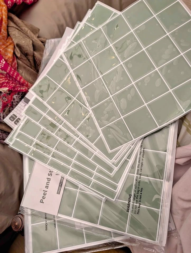 30 Sheets 10"x10" Green 3D Vinyl Backsplash Tiles