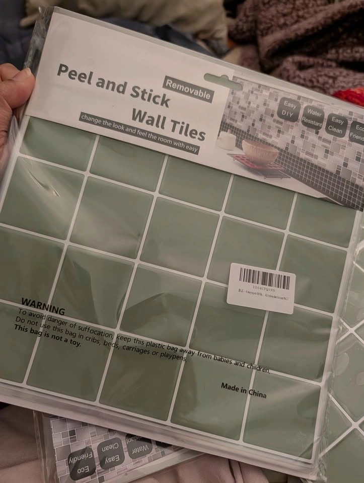 30 Sheets 10"x10" Green 3D Vinyl Backsplash Tiles - photo 2