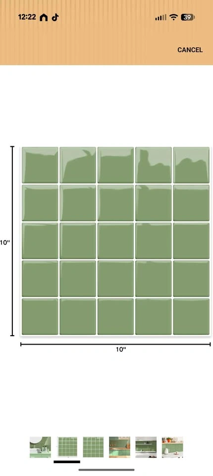 30 Sheets 10"x10" Green 3D Vinyl Backsplash Tiles - photo 3