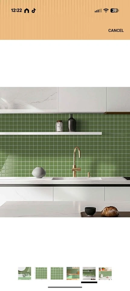 30 Sheets 10"x10" Green 3D Vinyl Backsplash Tiles - photo 4