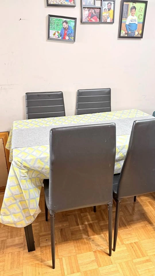 Black Glass Dining Table with 4 Chairs