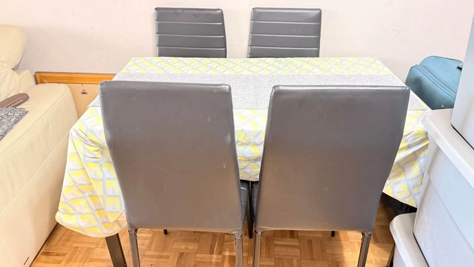 Black Glass Dining Table with 4 Chairs - photo 4