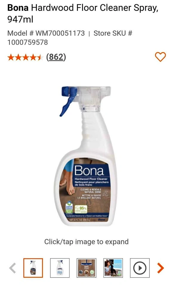 2 Bona Hardwood Floor Cleaner Spray, 947ml