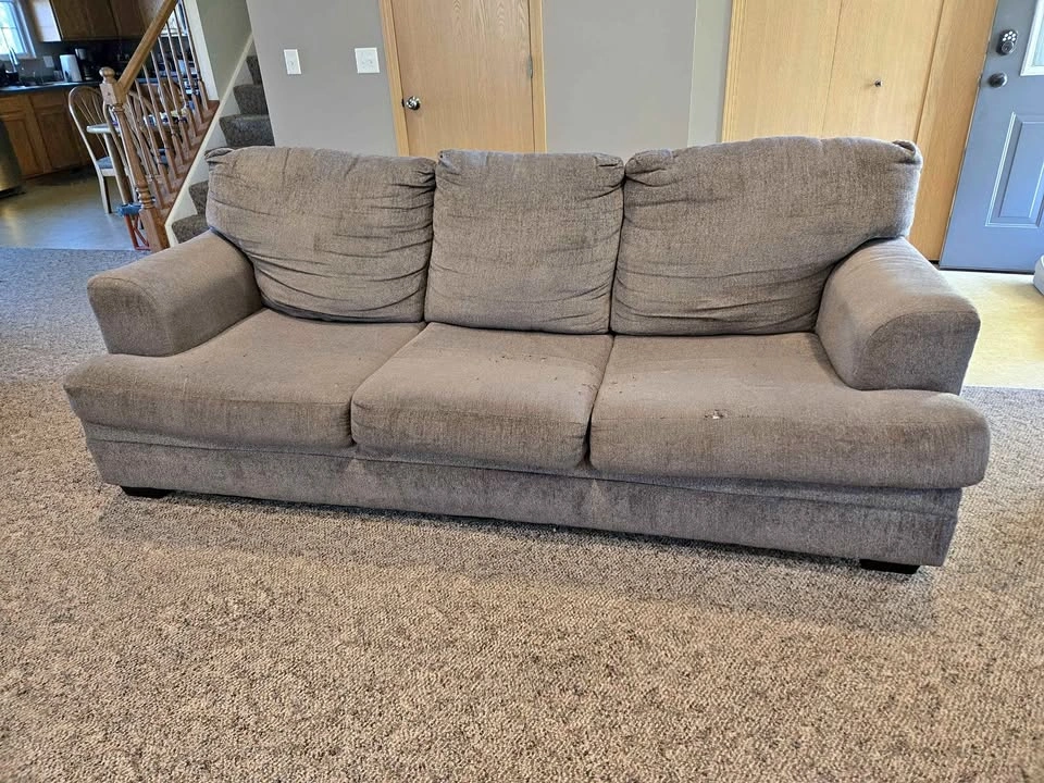Gray upholstered sofa & loveseat