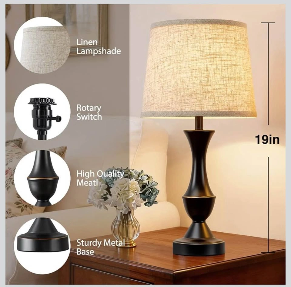 Brand new Table Lamp Set of 2, 19" Modern Bedside Lamps - photo 4