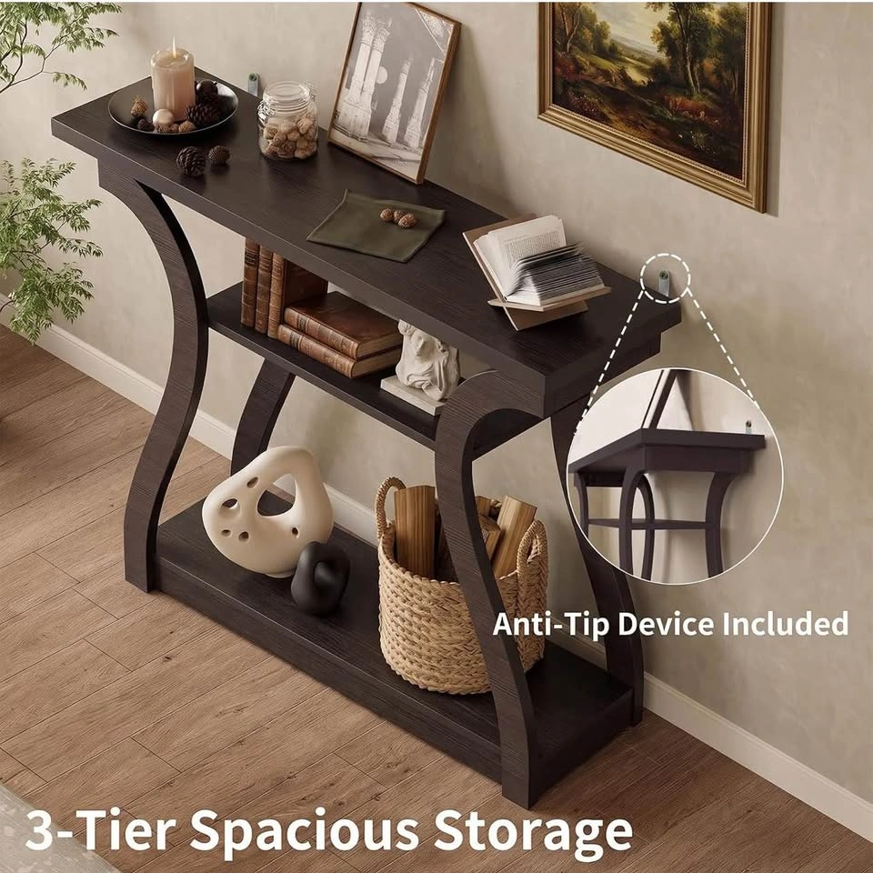 Brand new in box. Console Table, 3-Tier Brown - photo 3