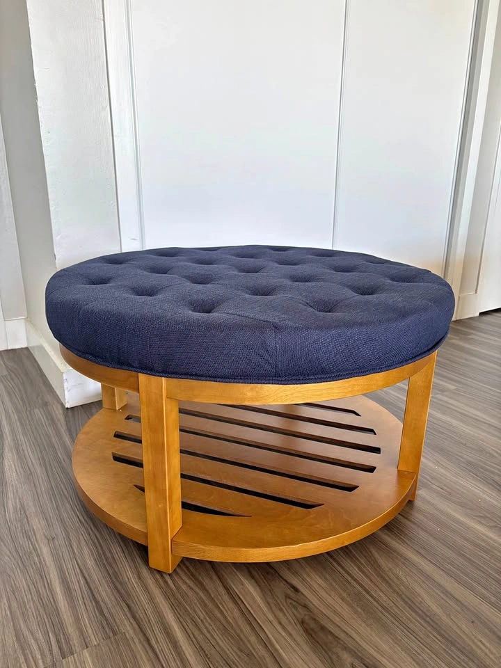 Brand new- Large Footrest Ottoman with Wood Shelf Storage