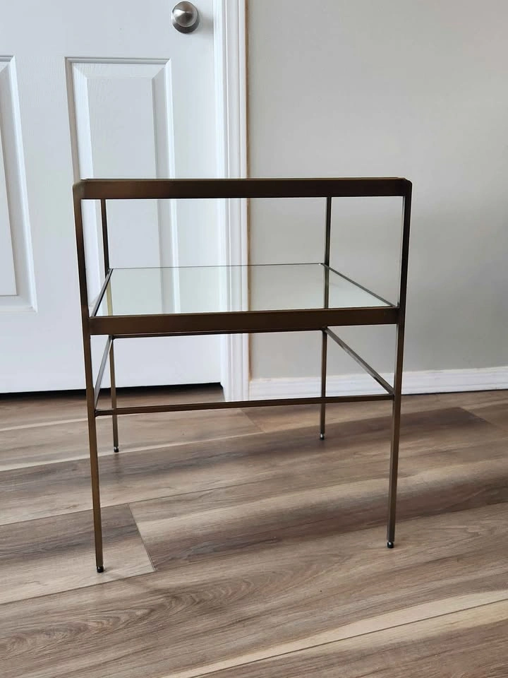 Mirror Glass & Metal Side Table / End Table - photo 2