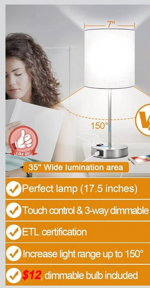Brand new- set of 2 touch control table lamps - photo 3
