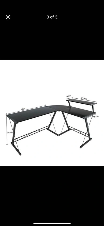 Brand new in box. L shaped desk with elevated shelf - photo 2