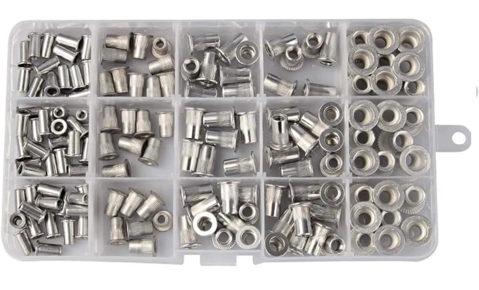 150 pcs Assorted Rivet Nut Nutsert Kit Knurled Threaded Inserts