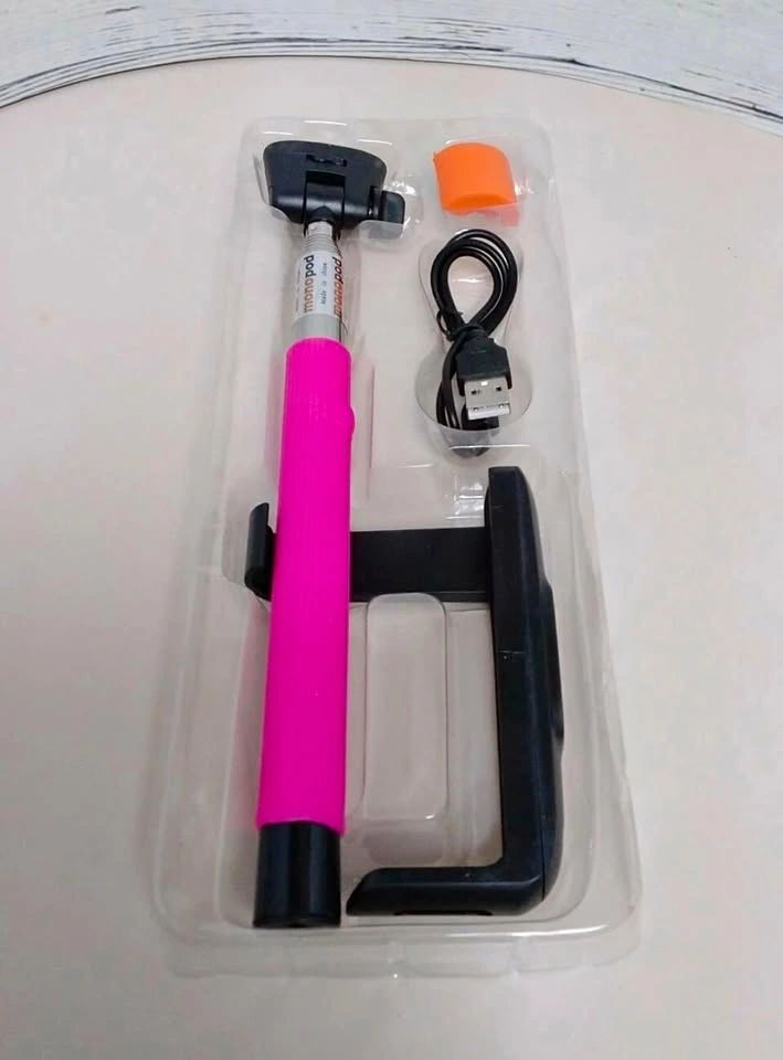 Bluetooth Selfie Stick Wireless Monopod Phone Clamp & USB Cable