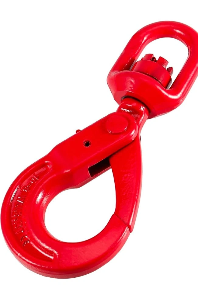 3/8" Grade 80 Forged Steel Self-Locking Swivel Crane Hook