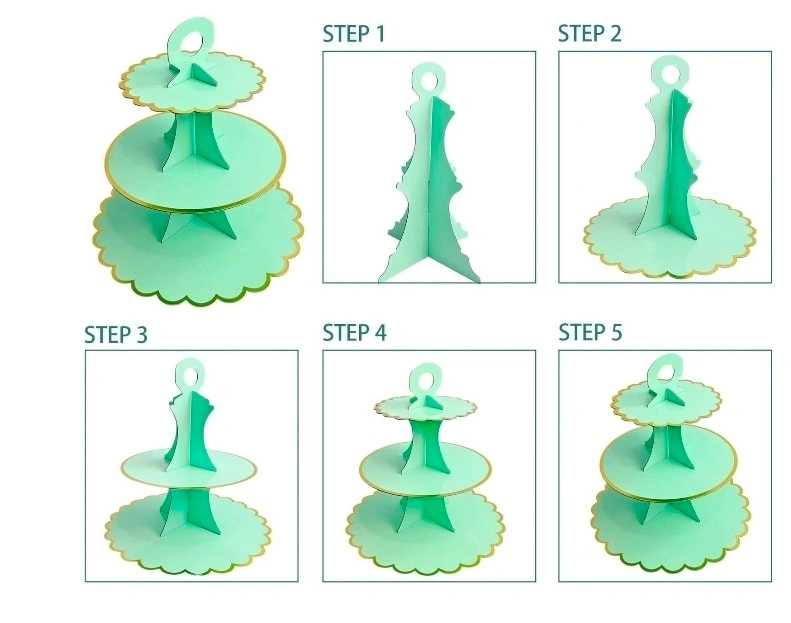 Dinosaur jungle leaf 3 tier cupcake stand party dessert display - photo 5