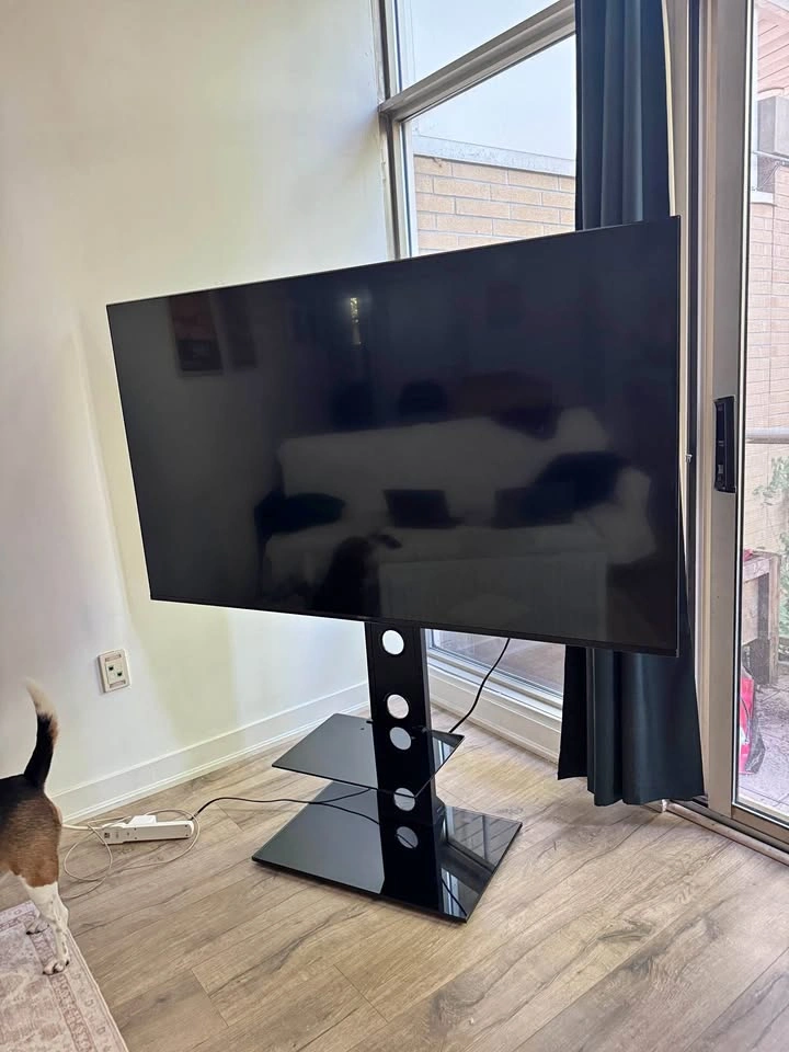 TV Stand for 30-70 Inch TVs, 2-Tier Glass Shelves