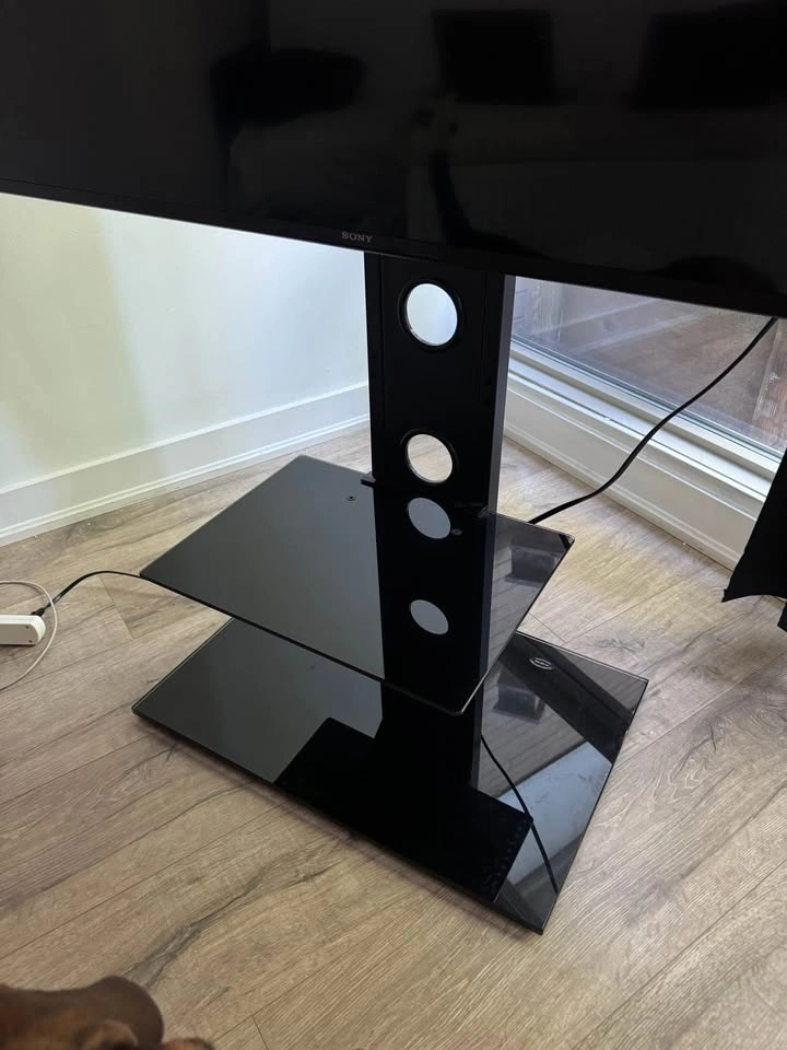 TV Stand for 30-70 Inch TVs, 2-Tier Glass Shelves - photo 3