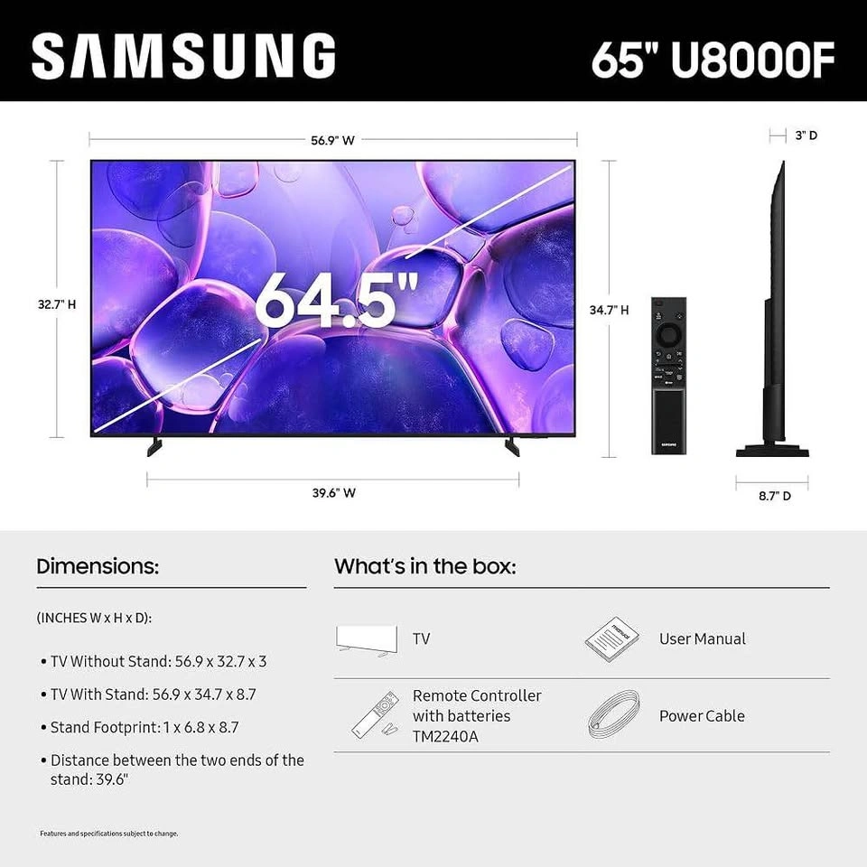 Samsung 65” U8000 4K Smart TV — Open Box - photo 5