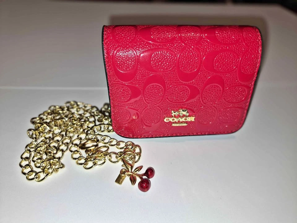Coach Boxed Mini Wallet on a Chain (red)