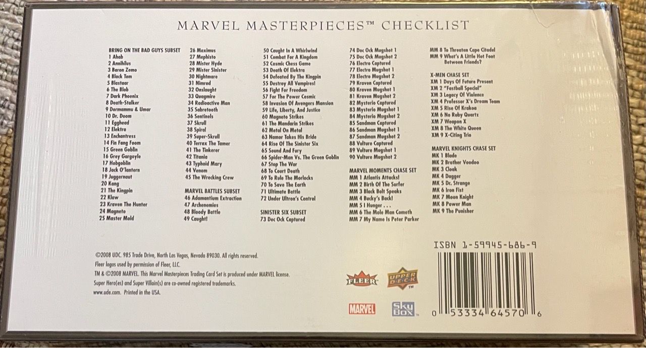 2008 Upper Deck Marvel Masterpieces Series 3 Hobby Box - photo 2