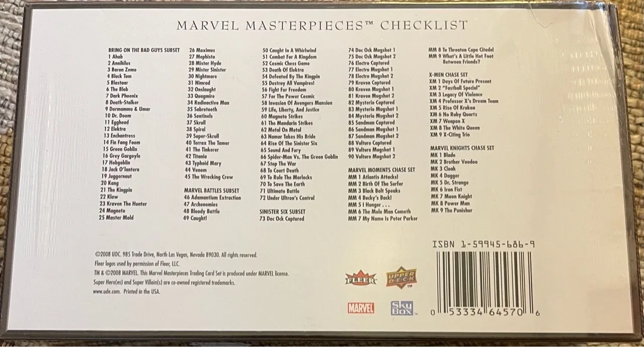 2008 Upper Deck Marvel Masterpieces Series 3 Hobby Box - photo 2