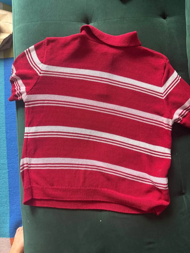 Mango MNG Striped Knit Polo Shirt Size Medium - photo 3